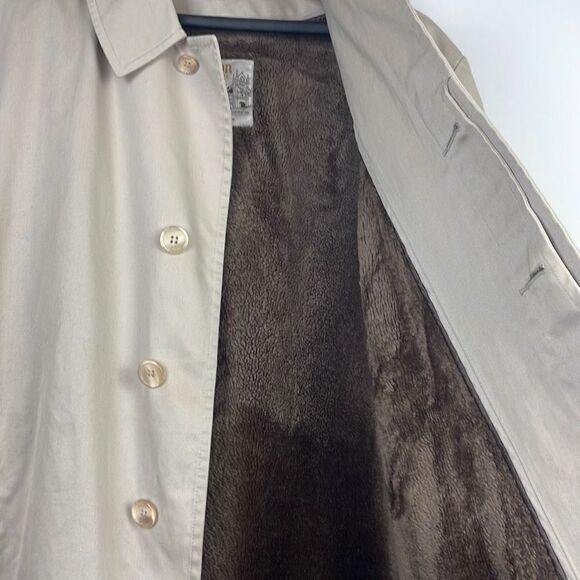 Vintage London Towne Men's Khaki Long Sleeve All-Weather Trench Coat Size 44 - Picture 8 of 16